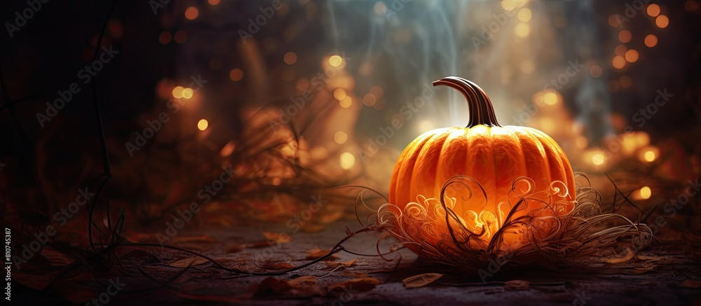 Poster The pumpkin emits a soft warm glow creating an enchanting ambiance Copy space image