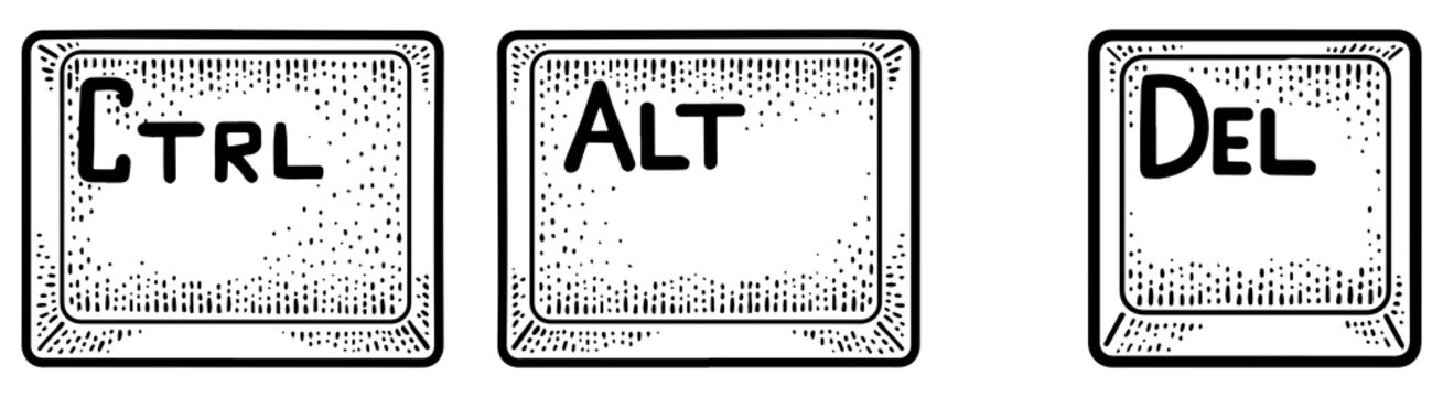 Control Alt Delete keys sketch PNG illustration
