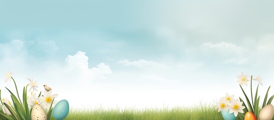 A template for a holiday card with an Easter theme featuring a banner and ample copy space to add personalized messages