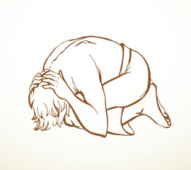 Vector drawing. Man bow praying