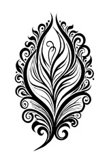 Botanical black and white pattern. For use on tattoos, posters, textiles, T-shirt printing. Generated by Ai - obrazy, fototapety, plakaty