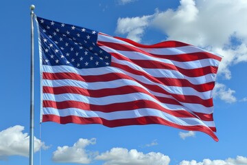 Fototapeta premium american flag waving in the wind , the Stars and Stripes, Old Glory, the Star-Spangled Banner