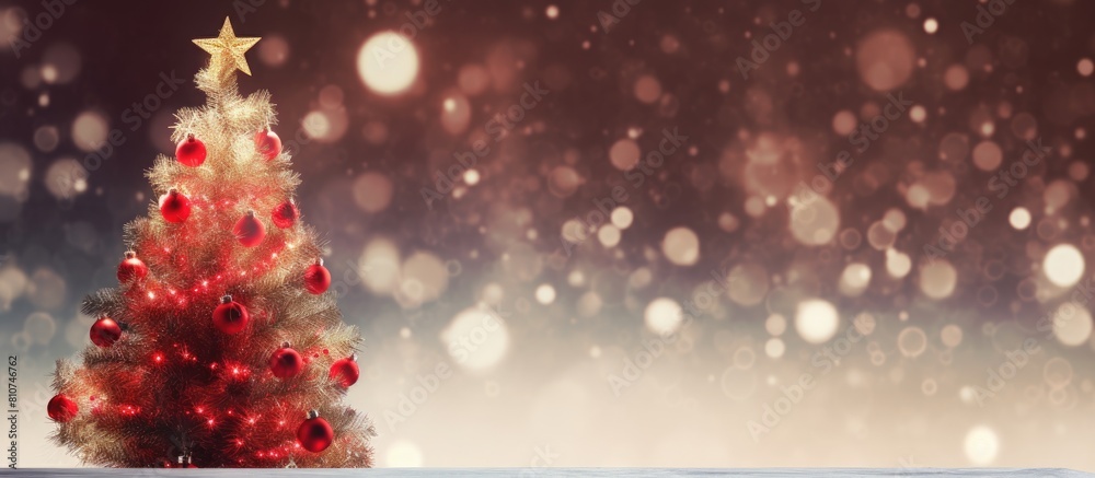 Aufkleber A Christmas themed copy space image with a blurred background featuring a decorated Christmas tree Ideal for holiday compositions