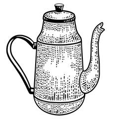 tall antique kettle sketch PNG illustration