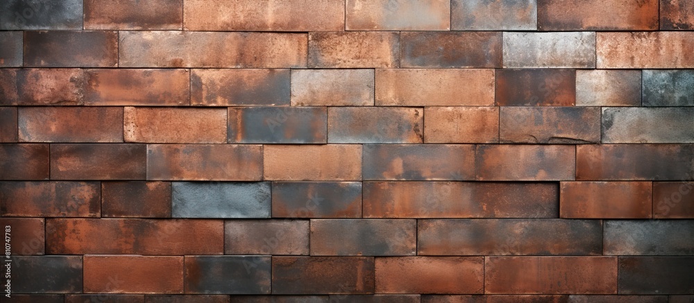 Poster a wall made of metal bricks with plenty of empty space for images or text. creative banner. copyspac