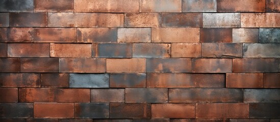A wall made of metal bricks with plenty of empty space for images or text. Creative banner. Copyspace image