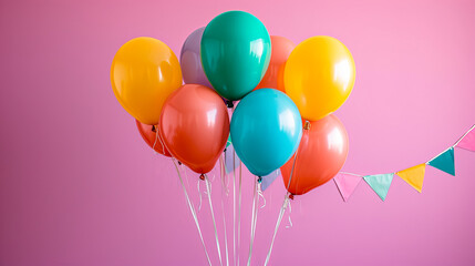 free space on the left corner for title banner with a colorful balloons.