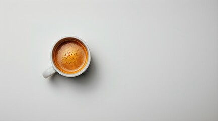 Minimalist morning coffee background, mental health, minimal&iacute;t lifestyle, well-being, white background with a cup of coffee