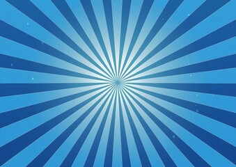 Blue background with radiating rays, vector illustration. Vector flat style illustration of blue abstract background with sunburst rays for poster or cover design. 