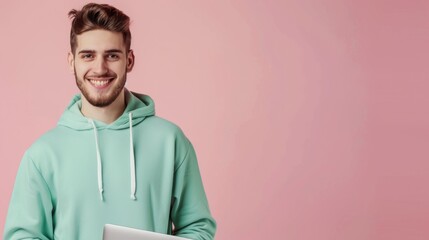 Obraz premium A Smiling Young Man in Hoodie