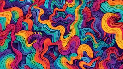 Psychedelic macaroni patterns intertwining with geometric designs