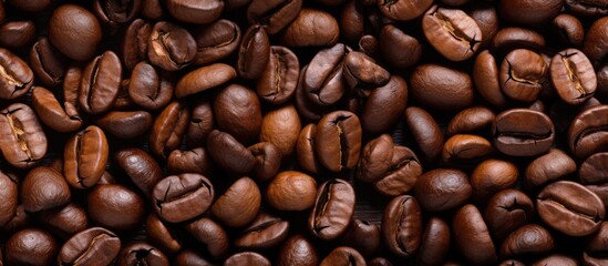 Fototapeta premium Background copy space image of roasted coffee beans