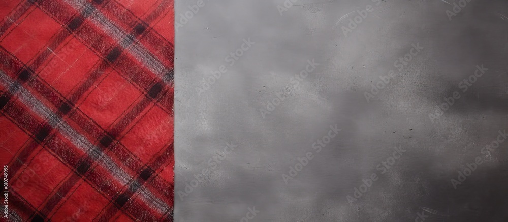 Poster A festive background with a red checked pattern on a gray textured surface providing space for copying images. Creative banner. Copyspace image