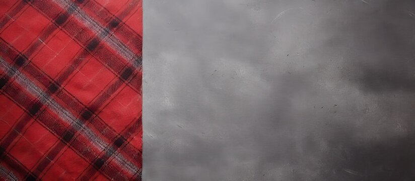 A festive background with a red checked pattern on a gray textured surface providing space for copying images. Creative banner. Copyspace image