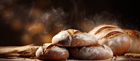 A concept related to the bakery and the process of baking bread with a focus on creating an image with empty space. Creative banner. Copyspace image