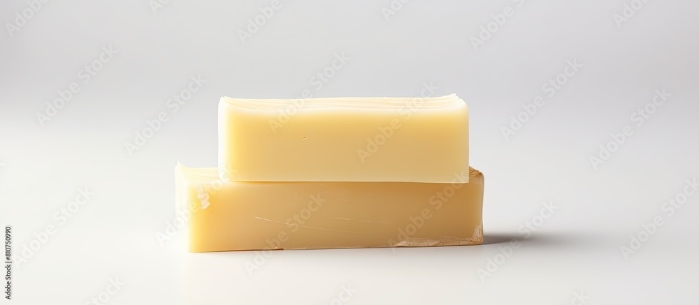 Poster Close up shot of a white background with a handmade soap providing ample space for copy or text in the image