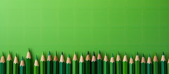 Copy space image of green pencils on a green background