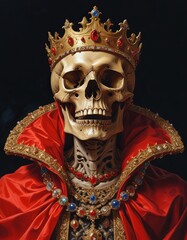 Skull with crown digital artwork - obrazy, fototapety, plakaty