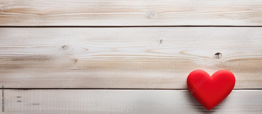 Poster valentine s day copy space image featuring a red heart on a weathered white wooden background