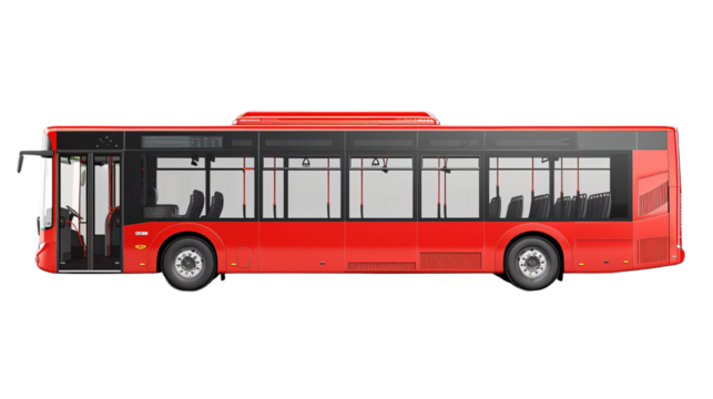 The red bus is a clean, efficient, and safe way to travel. isolated on transparent background.