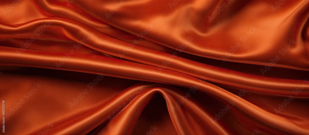 Poster An expensive luxury fabric in a rich orange color with a velvet texture set against a background that offers ample empty space for a copy