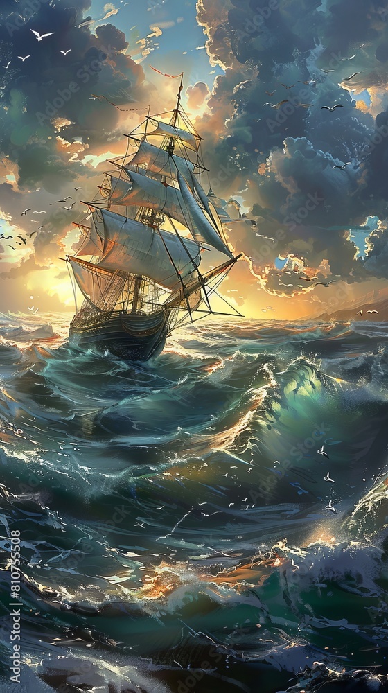 Wall mural illustration seascape