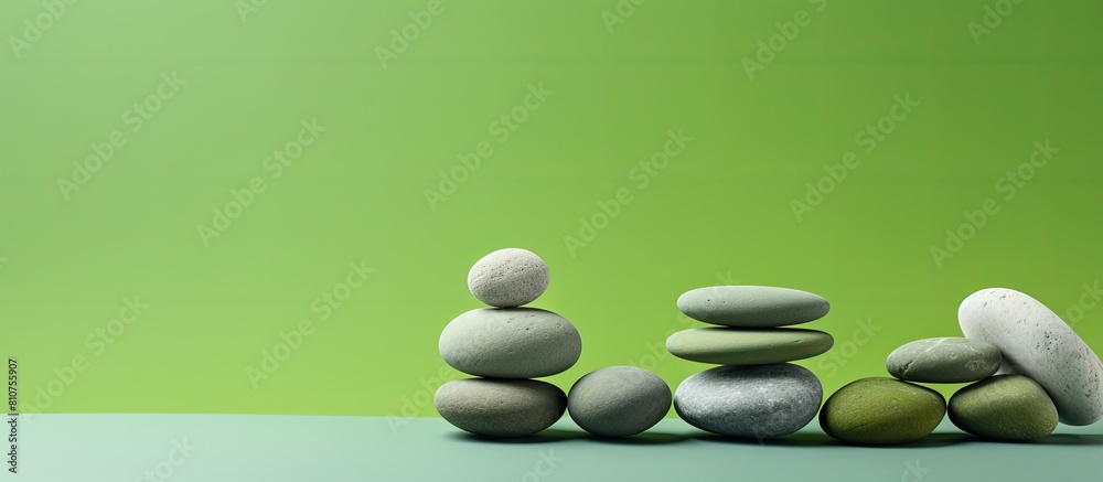 Aufkleber a copy space image showcasing balanced pebbles neatly arranged on a foamy surface against a vibrant 