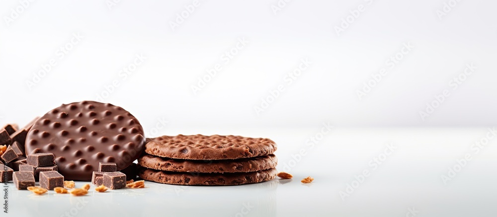 Aufkleber a delicious chocolate biscuit with its mouthwatering taste stands alone on a white background surrou