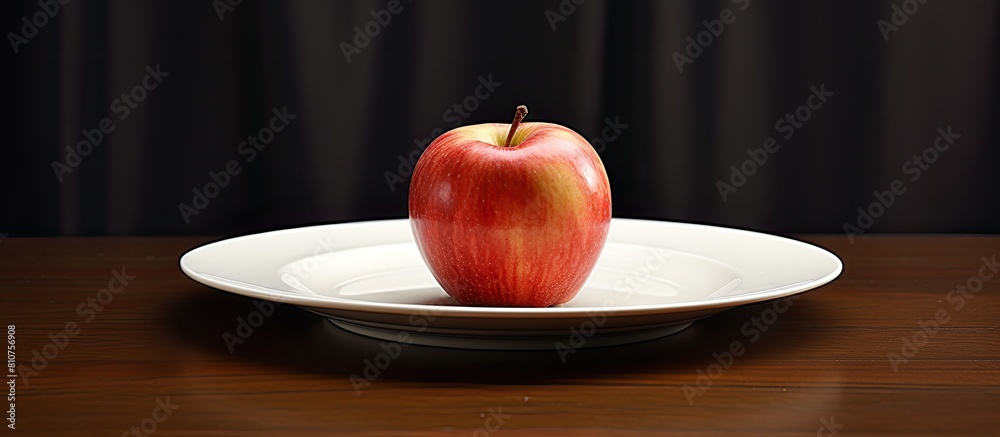 Poster A fresh and nutritious apple placed on a plate providing a visually appealing copy space image