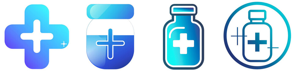 Obraz premium Pharmacy clipart collection, symbol, logos, icons isolated on transparent background