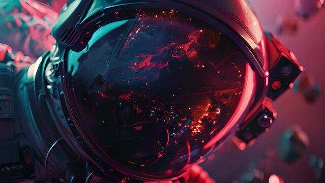 Futuristic astronaut exploring space in vibrant colors