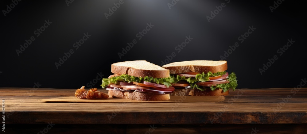 Poster There is a sandwich placed on the table with empty space around it for any additional images or objects