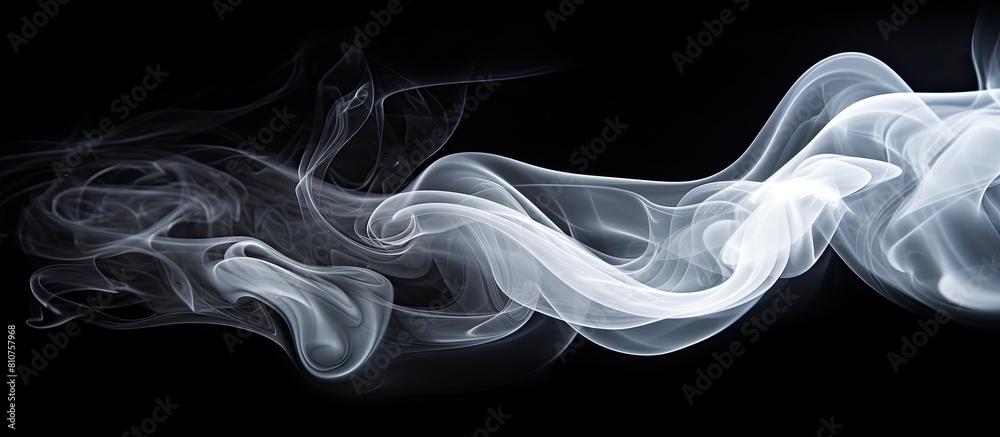 Poster a copy space image displaying white steam gracefully rising against a contrasting black backdrop