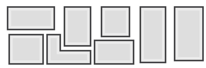 Photo frame. Vector isolated picture frame mockup with shadow on white background. Poster frame mockup. Vector  illustration. EPS 10