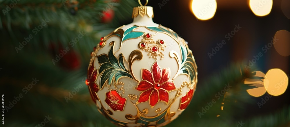 Poster Christmas ornament created at home featuring a design and decoration unique to the maker s personal style with ample copy space image