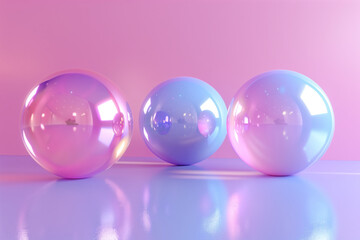 Three shiny balls lined up in a row - obrazy, fototapety, plakaty