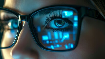 Close-Up of Futuristic Eyewear Reflection