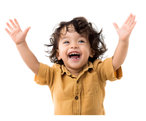 A kid girl enjoy happy isolated on white transparent background, PNG File. Perfect for clipart	
