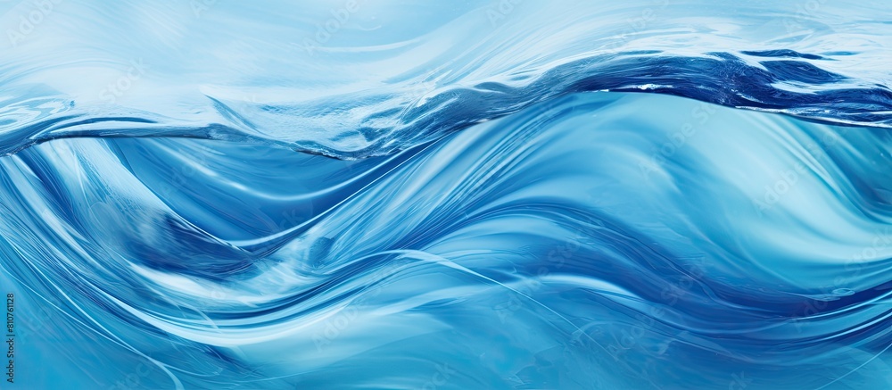 Poster a copy space image with a background of blue liquid texture resembling fresh water featuring a rippl