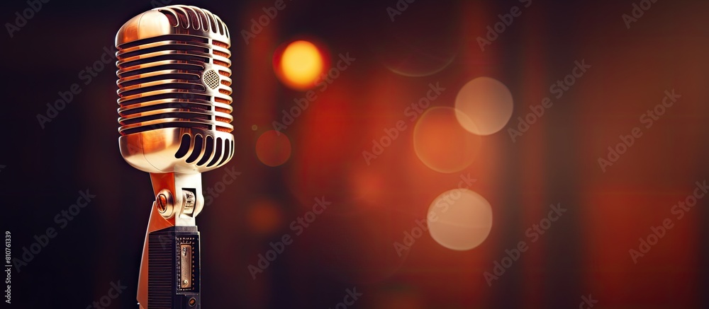 Aufkleber close up of a vintage style microphone with a tone that enhances its nostalgic appeal copy space ima