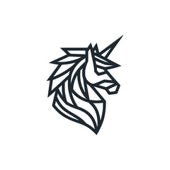unicorn luxury polygonal line logo vector illustration template design