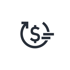 Obraz premium The dollar is on the move. Effective financial application.Vector linear icon isolated on white background.