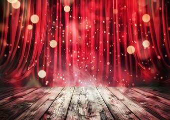 Red stage curtains with spotlight. advertisement business agency, ads campaigns marketing, email newsletter, landing pages website,