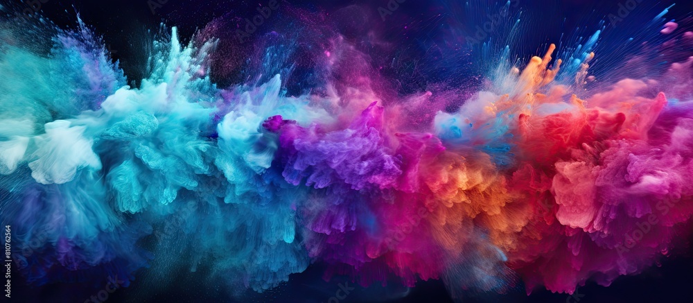 Aufkleber Colorful powder exploding in mid air creating an abstract background with a mesmerizing mix of vibrant colors and glitter Perfect for a copy space image