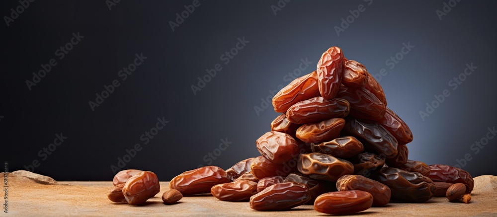 Aufkleber A solitary stack of dehydrated dates set apart on a blank canvas with enough negative space to draw focus to the image. Creative banner. Copyspace image