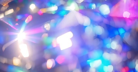 Abstract, wallpaper and diamond light or holographic prism for rainbow glow, sparkle or crystal. Background, reflect and iridescent pattern with gem bokeh or triangle jewel, geometric or kaleidoscope - Powered by Adobe