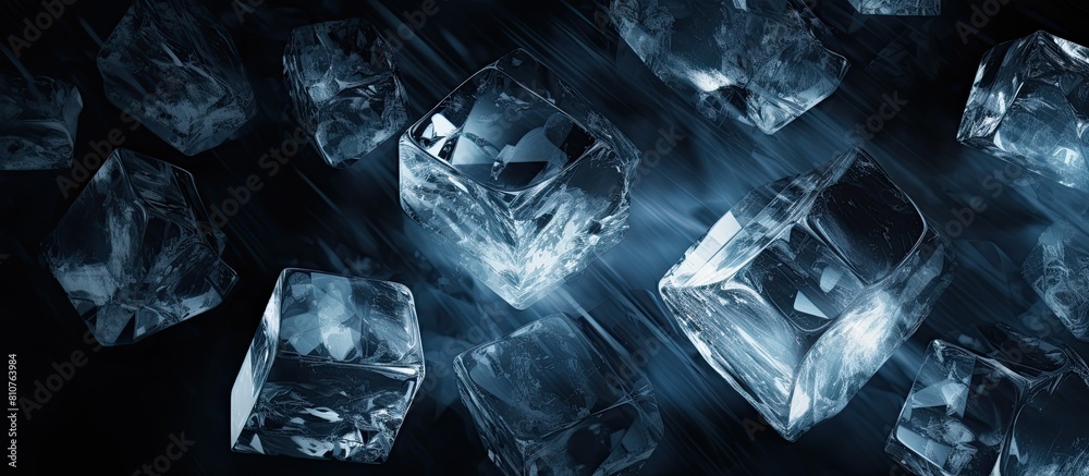 Aufkleber this black background with ice crystal cubes offers ample copy space for text or design