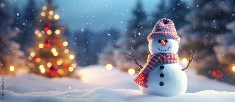 Poster an image featuring a snowman illuminated with led lights creates a festive christmas atmosphere. cre