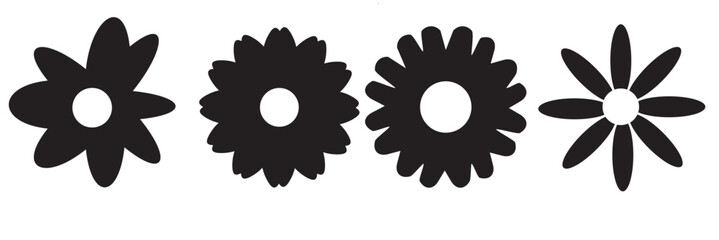 Flowers icon set. Flowers isolated on transparent background. Flowers in modern simple. Cute round flower plant nature collection. Vector illustrator.