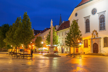 Naklejka premium Cityscape image of downtown Bratislava, capital city of Slovakia